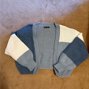 SOLD - SHEIN Blue and White Knit Cardigan
